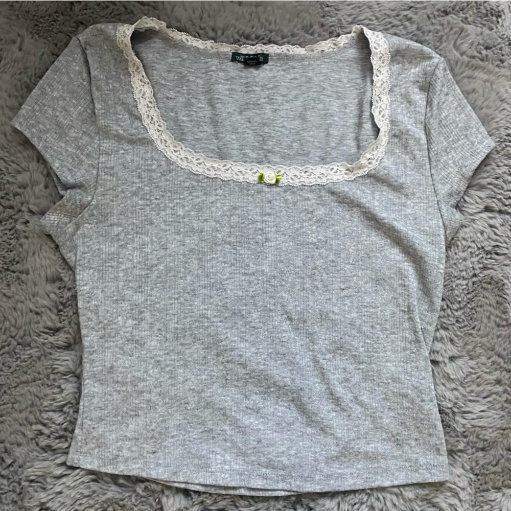 Grey Lacey Top